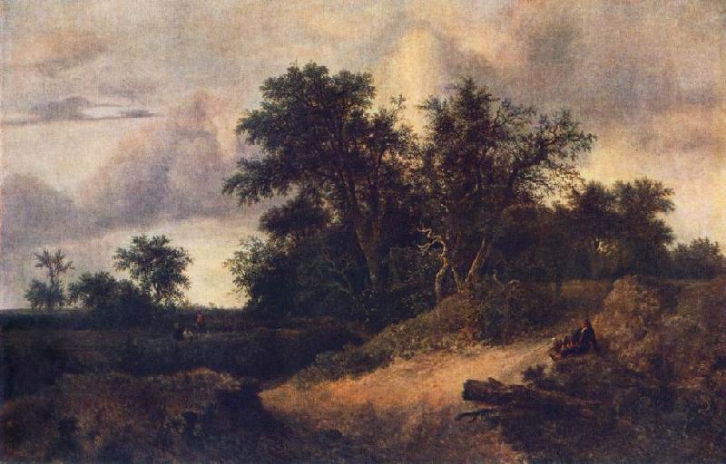 RUISDAEL, Jacob Isaackszon van Landscape with a House in the Grove at oil painting image